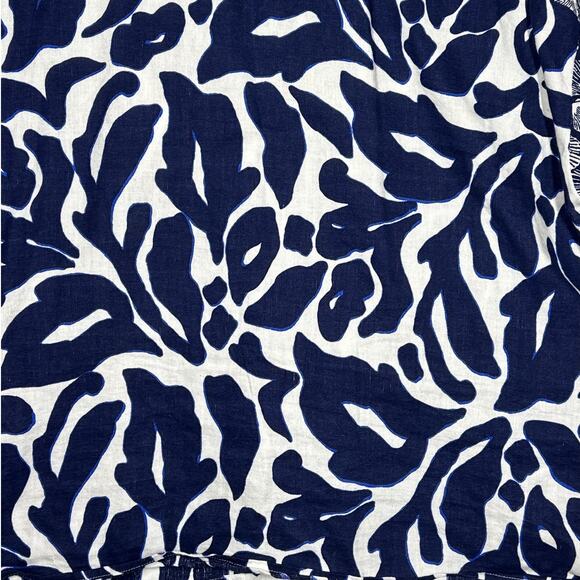 By Anthropologie Printed Linen Blend Buttondown Shirt Top Sz 2X Beach Nautical - Picture 11 of 14